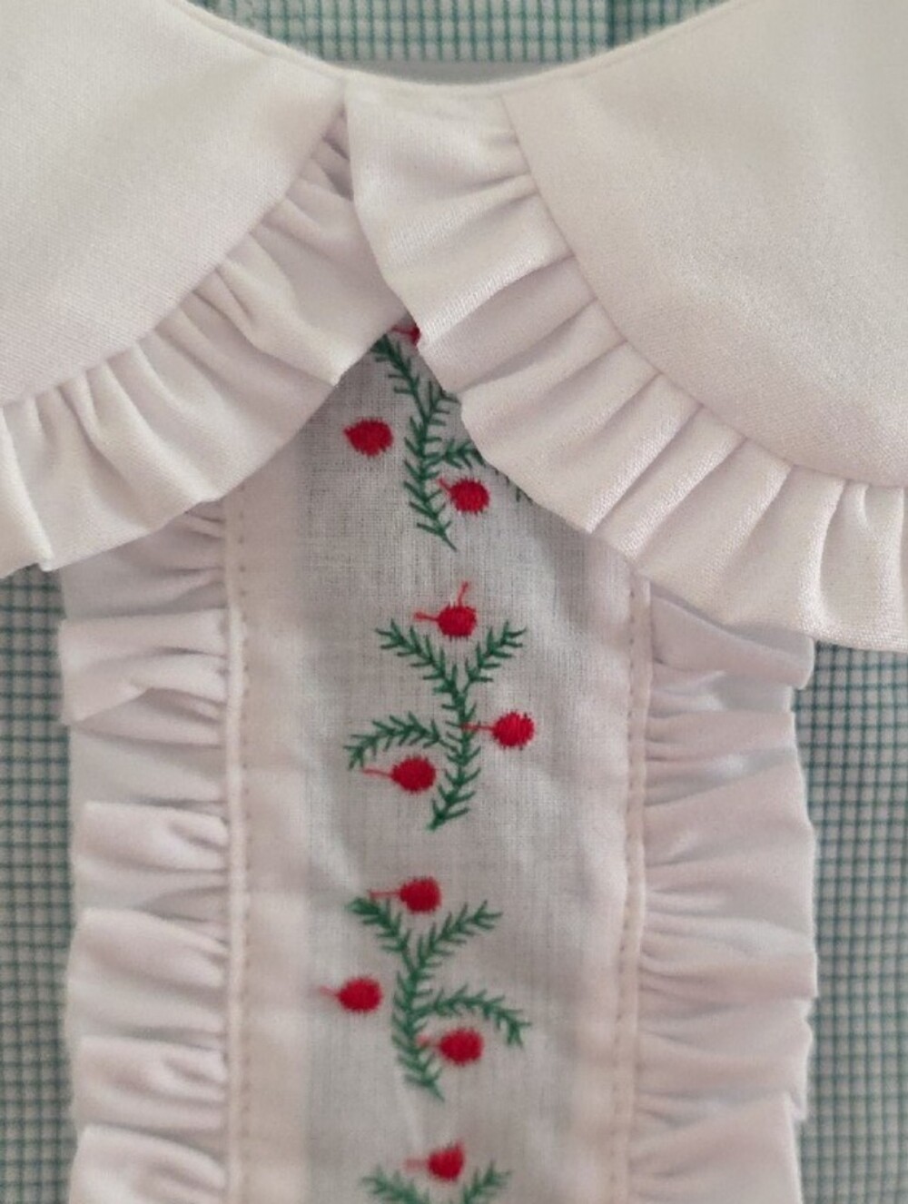 Anvy Kids Green Gingham Dress with White Ruffle, Perfect For Christmas - Picture 3 of 5
